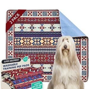 Geometric Pattern Washable Training Pee Pads - 2 Pack